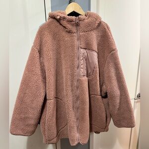 H&M Mauve Teddy Sherpa Jacket with Hood XXL